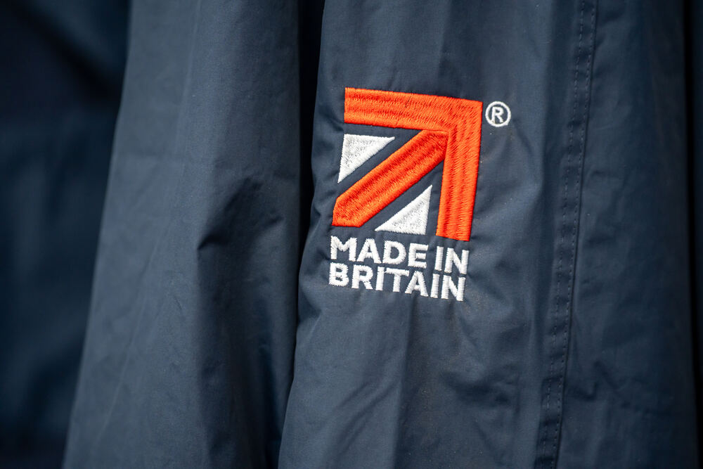Made in Britain logo on a Leigh Cables team jacket
